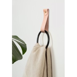 Medium V'ed End - leather strap hanger for bath towel holder leather wall hook strap towel hook bathroom decor black towel ring nordic home