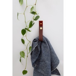 Medium Leather Hanging Snap Strap [V'ed end style] - Opening & Closing Wall Hook loop hanger modern functional minimal look decorative decor