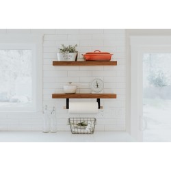 Minimal Paper Towel Holder modern alternative to countertop stand mounts under the cabinet with leather straps with birch or walnut wood