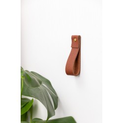 Medium Flat End - leather strap hanger for bath towel holder leather wall hook strap towel hook bathroom decor brass towel ring nordic home