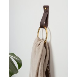 Medium V'ed End - leather strap hanger for bath towel holder leather wall hook strap towel hook bathroom decor brass towel ring nordic home